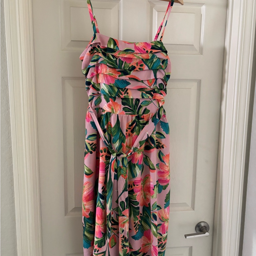 Kensie Pink and Green Floral Dress